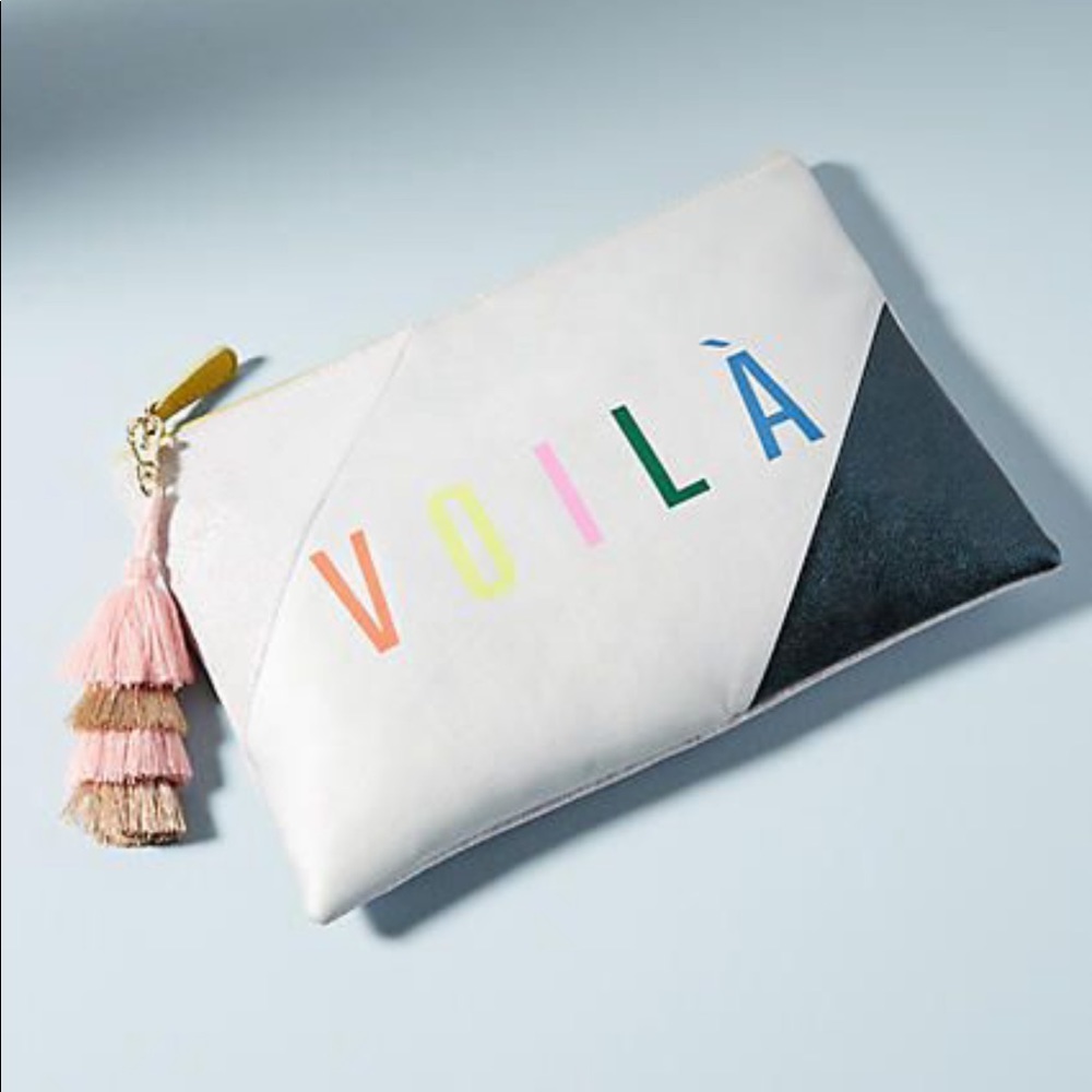 Anthropologie Well Worded Tassel pouch